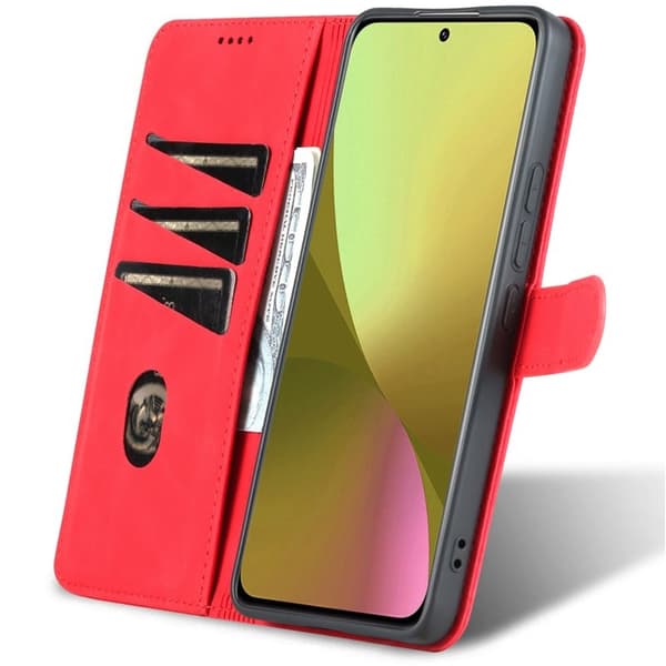 AZNS Xiaomi 12 Lite 5G Plånboksfodral Konstläder - Röd