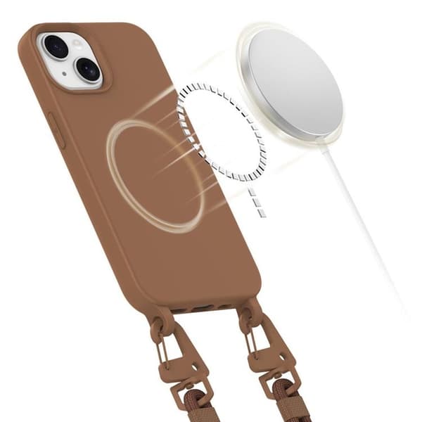 Tech-Protect iPhone 15 mobiltelefon halskædebetræk Magsafe Maghalskæde Brun