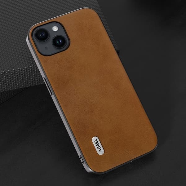ABEEL Mobilskal till iPhone 14 i Läderlook TPU+PC Hybrid - Brun