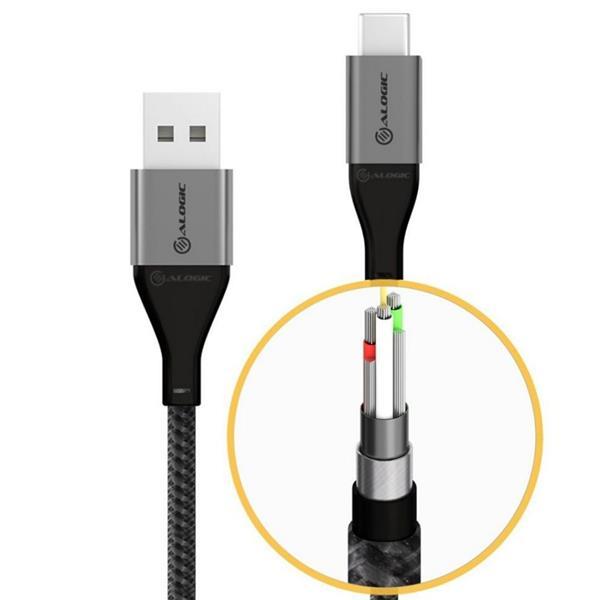 ALOGIC Ultra USB-A till USB-C Kabel 1.5 m - Rymdgrå grå