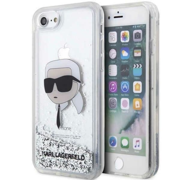 Karl Lagerfeld iPhone 7/8/SE (2020/2022) Skal Liquid Glitter Head - Silver