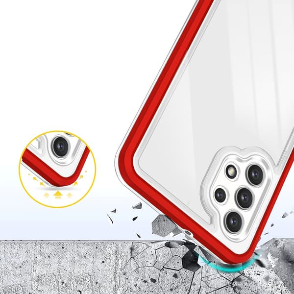 Galaxy A32 5G Skal Clear 3in1 - Rød Röd