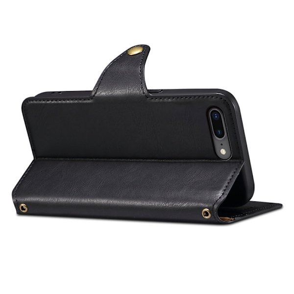 DENIOR iPhone 7 Plus / 8 Plus Plånboksfodral Konstläder Svart