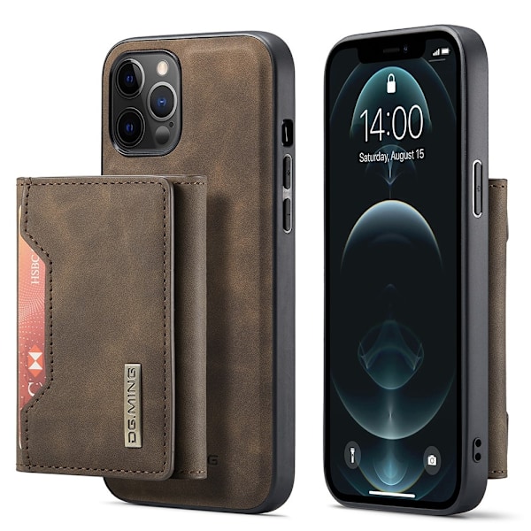 DG.MING iPhone 12 Pro Max Tri-fold Wallet Med Kickstand - Coffee