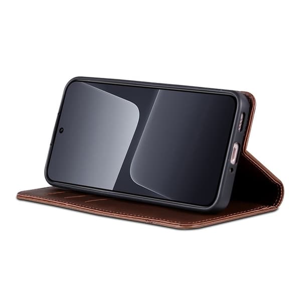 AZNS Xiaomi 13 5G Flip Plånboksfodral Konstläder - Brun