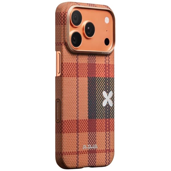 PITAKA Mobilskal För iPhone 17 Pro Max Magsafe Flora in Grid Edge - Cloud Dusk Orange