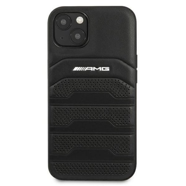 AMG Äkta Läder Debossed Lines Skal iPhone 13 mini - Svart Svart