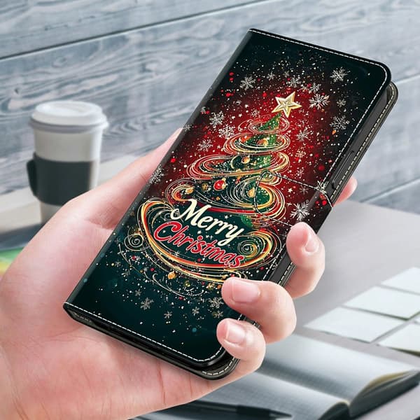 Plånboksfodral för Samsung Galaxy S26 Ultra Fällbart Ställ - Julgran - Grön