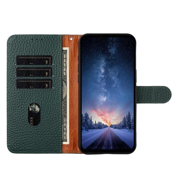 LITCHI Samsung Galaxy S26 Pro Plånboksfodral Äkta Läder Flip - Grön
