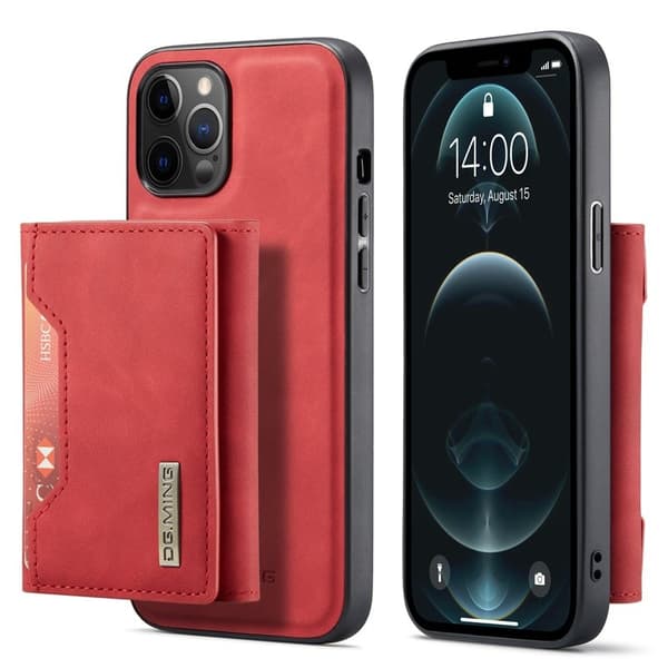 DG.MING Konstläder Plånboksfodral för iPhone 13 mini 5.4 tum - Röd