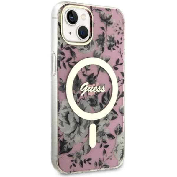 Guess iPhone 14 Plus Mobilskal MagSafe Flower - Rosa Rosa