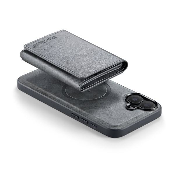 FIERRE SHANN FS030 iPhone 17 Plånboksfodral Tri-Fold Konstläder - Grå