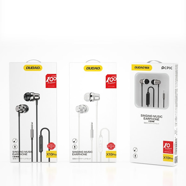 Dudao In-Ear Hörlurar 3.5 mm Mini Jack - Vit Vit