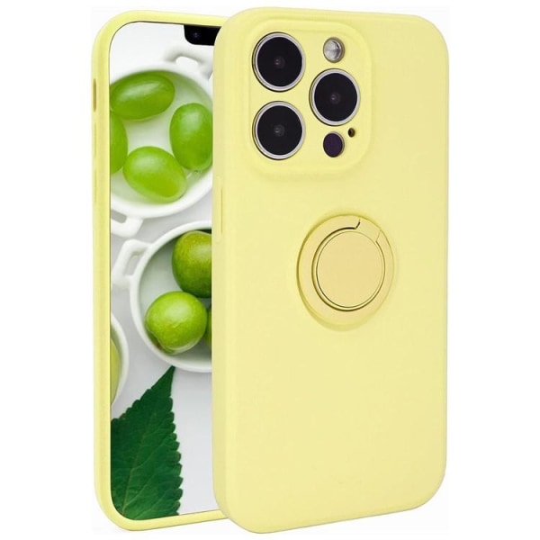 iPhone 15 Pro Max matkapuhelimen suojarenkaan pidike nestemäinen silikoni - keltainen