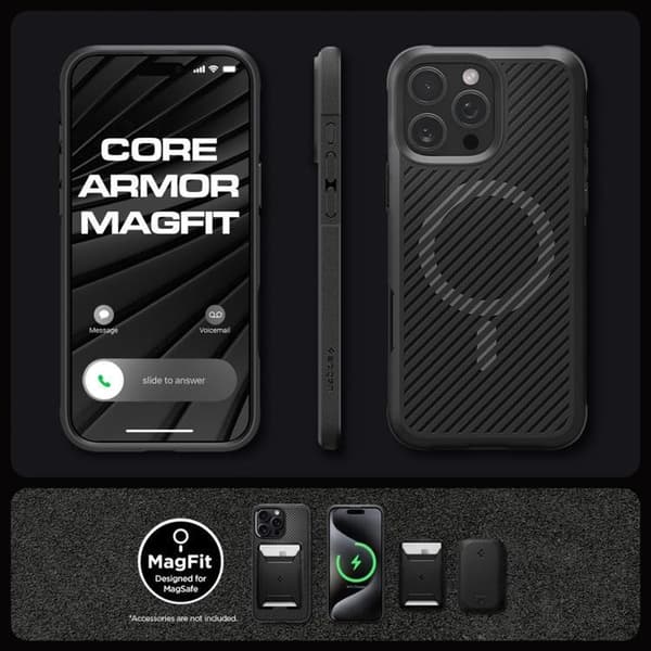 Spigen Mobilskal till iPhone 16 Pro Max Magsafe Core Armor - Matt Svart Svart