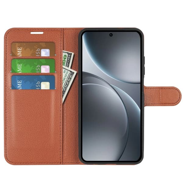 Oppo Find X9 Pro 5G Plånboksfodral Konstläder Stötsäker - Brun