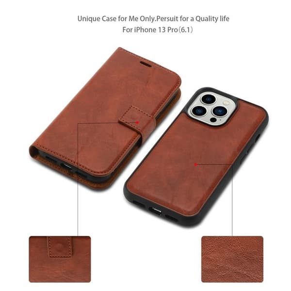 iPhone 15 Pro Plånboksfodral 2-in-1 Detachable - Brun Brun