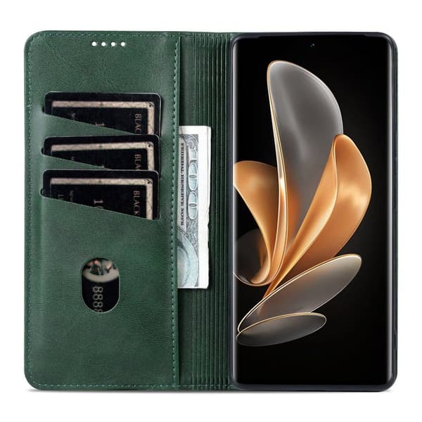 AZNS Samsung Galaxy S25 Edge Plånboksfodral Konstläder - Grön