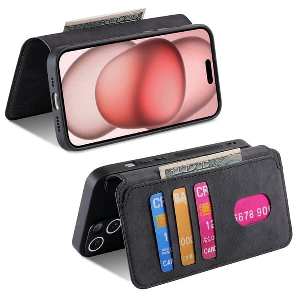 CASENEO iPhone 14 Plus Plånboksfodral Konstläder - Svart