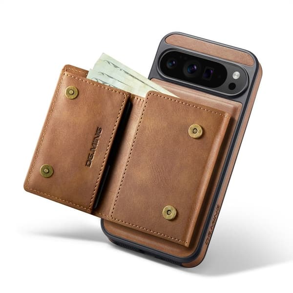 DG.MING M6 Series Konstläder Plånboksfodral för Google Pixel 10 Pro XL - Brun