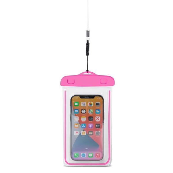 Vedenpitävä matkapuhelinkotelo PVC-nauhalla - vaaleanpunainen