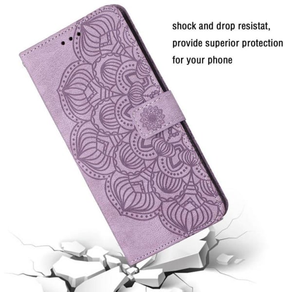 iPhone 14 Pro Plånboksfodral Mandala Flower - Lila