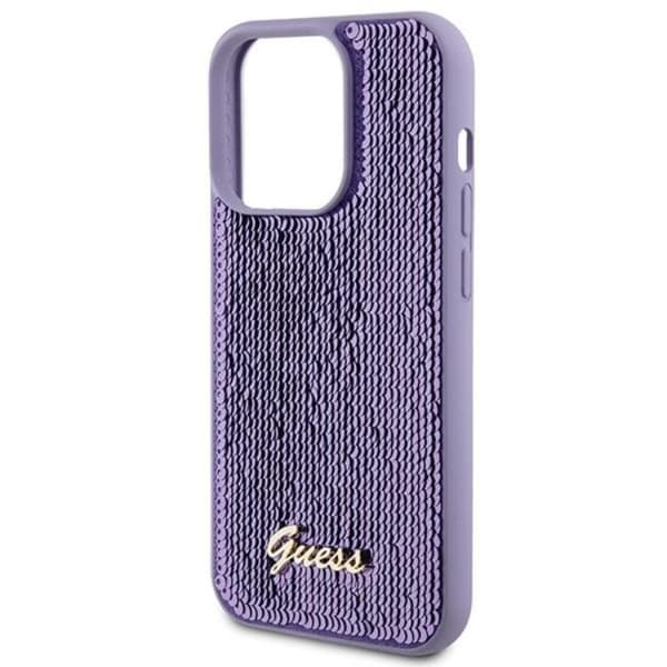 Guess Mobilskal till iPhone 15 Pro Max Sequin Script Metal - Lila Lila