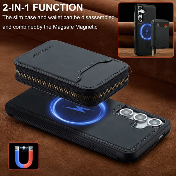 LC.IMEEKE Plånboksfodral för Samsung Galaxy S26 Plus Magnetiskt PC + TPU - Svart