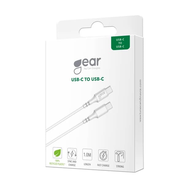 GEAR USB-C till USB-C kabel 2.0 1m Vit Rund kabel Vit