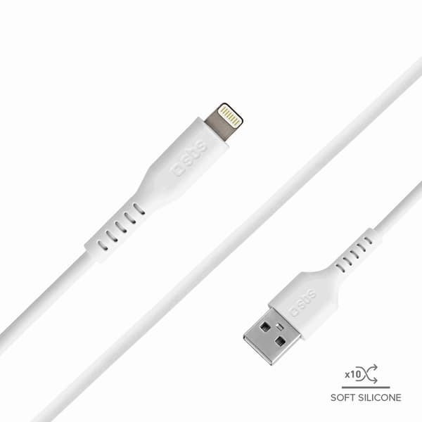 SBS USB-A - Lightning Kabel 1m - Vit Vit