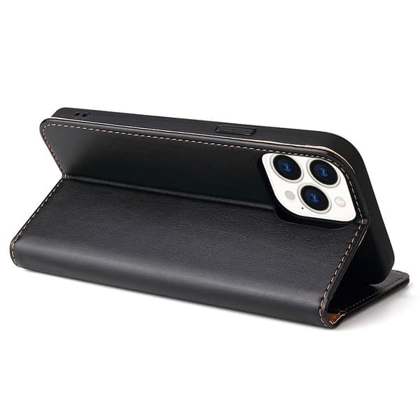 FIERRE SHANN iPhone 15 Pro Plånboksfodral - Magnetisk Konstläder - Svart