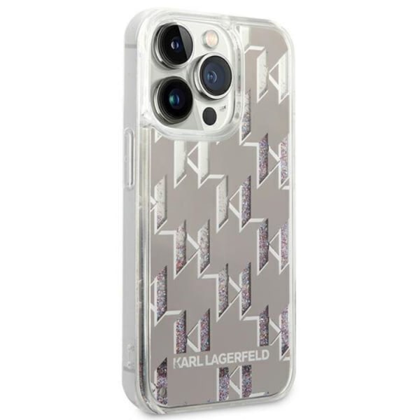 Karl Lagerfeld iPhone 14 Pro Cover Liquid Glitter Monogram - Sølv
