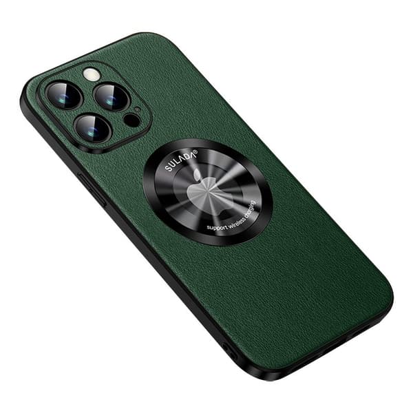 SULADA Mobilskal till iPhone 15 Pro Max PU Läder TPU MagSafe Grön