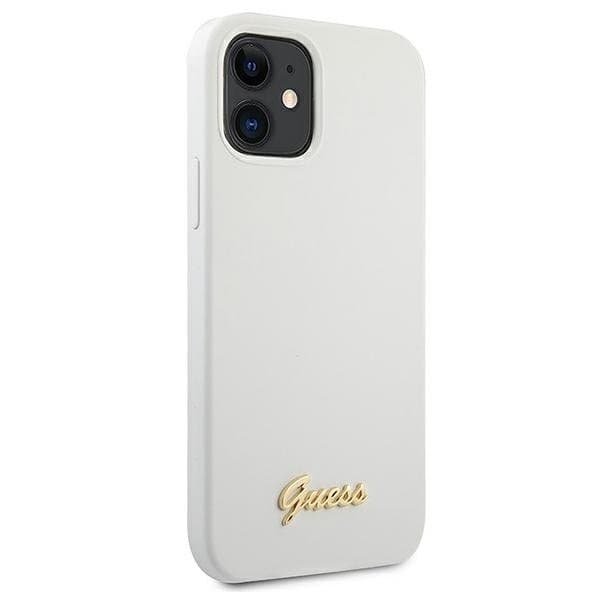 Guess Skal iPhone 12 Mini Metal Logo Script - Valkoinen White