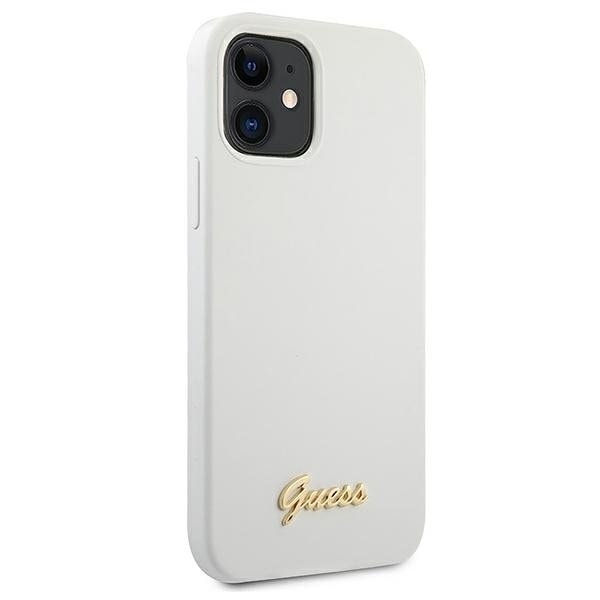 Guess Skal iPhone 12 Mini Metal Logo Script - Vit Vit