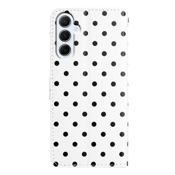 Samsung Galaxy A55 5G Plånboksfodral Konstläder Polka Dot - Vit