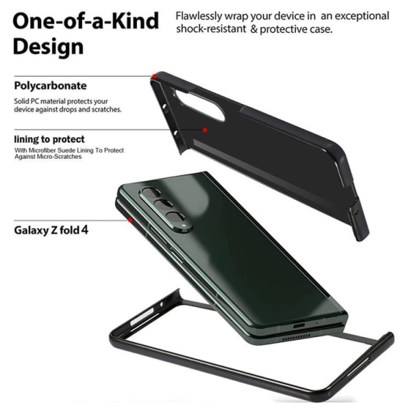 Galaxy Z Fold 4 Skal Äkta Läder Litchi Korthållare - Röd