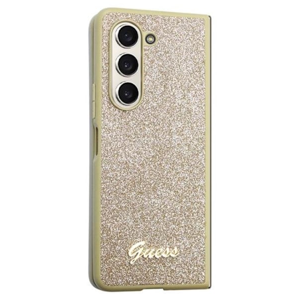 Guess Galaxy Z Fold 5 Mobilskal Læder 4G Triangle Strass - Guld