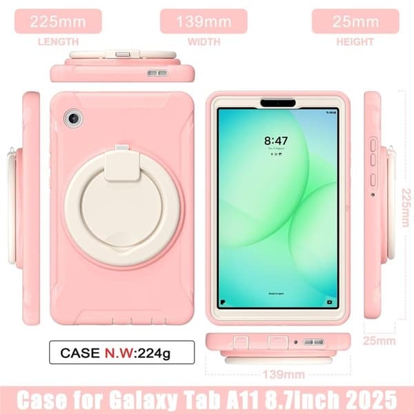 Mobilskal till Galaxy Tab A11 Rotary Kickstand Handle - Sakura Rosa Rosa