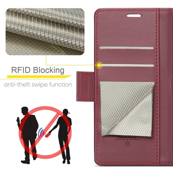 CASEME Plånboksfodral Konstläder till Google Pixel 9 Pro XL - Röd