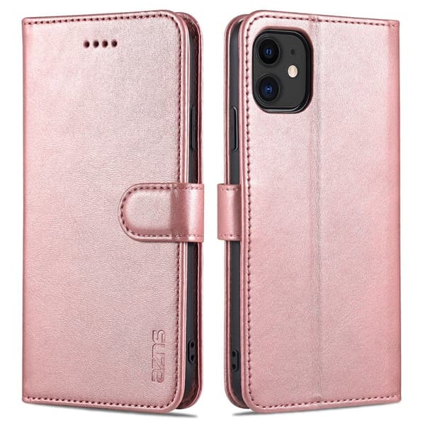 AZNS Mobilskal till iPhone 12/12 Pro - KonstLäder - Ställfunktion - Rosa
