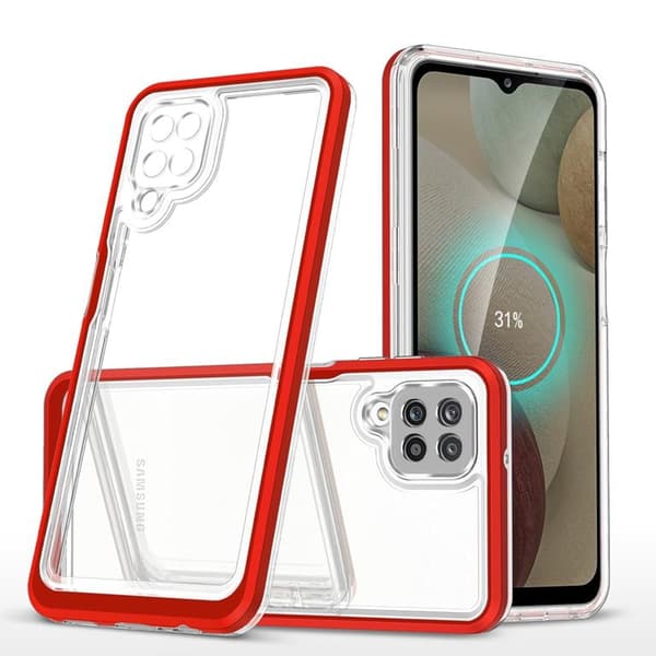 Galaxy A22 4G Skal Clear 3in1 - Röd Röd