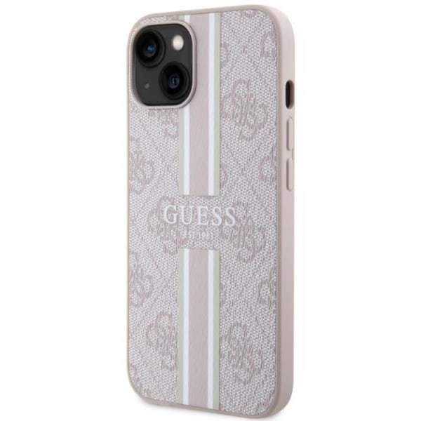 Guess iPhone 14 Mobilskal MagSafe 4G Printed Stripes - Rosa