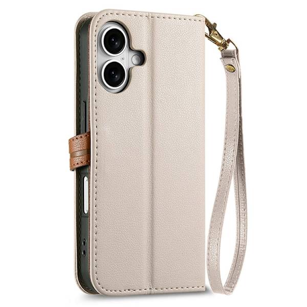 iPhone 17 Plånboksfodral Leaf Magnetiskt Spänne Konstläder - Beige Beige