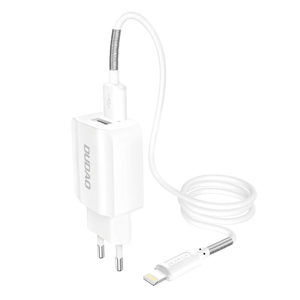 Dudao Vægoplader USB EU + Lightning kabel - Hvid Hvid