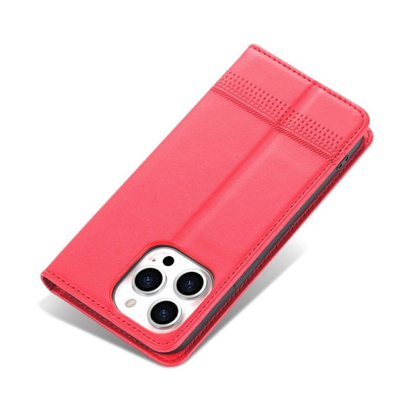 AZNS iPhone 14 Pro Max Plånboksfodral Konstläder - Röd