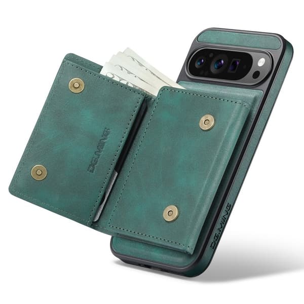 DG.MING M6 Series Konstläder Plånboksfodral för Google Pixel 9 Pro XL - Grön