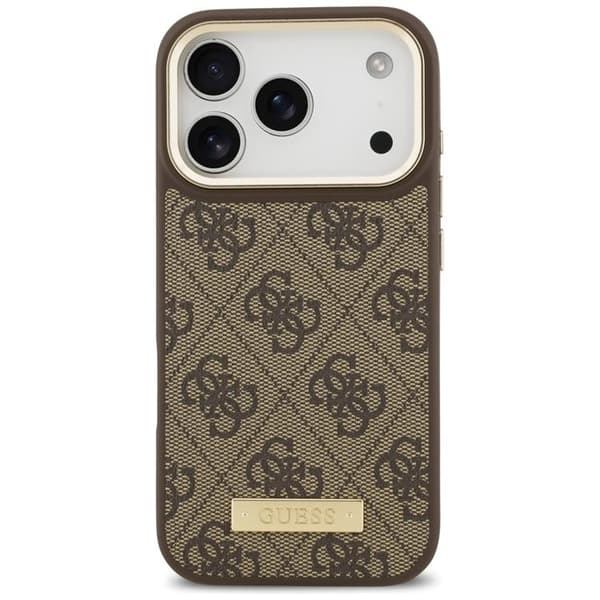 Guess Mobilskal till iPhone 17 Pro MagSafe 4G Logo Plate - Brun