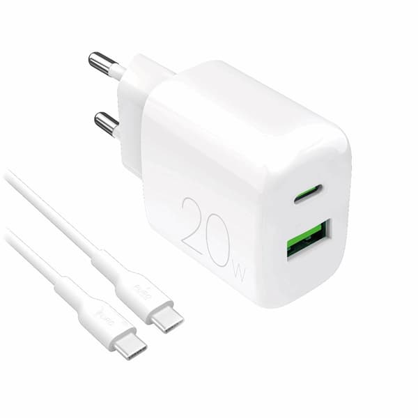 Puro Snabbladdare 20W + USB-C - USB-C Kabel 1.2m Polite Vit