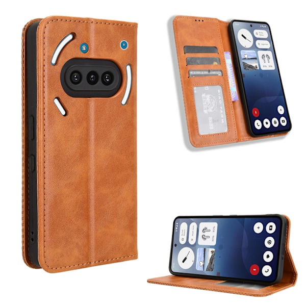 Nothing Phone (3a) Plånboksfodral Retro Kickstand - Brun Brun